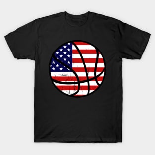 Usa America Flag Basketball 4Th Of July T-Shirt